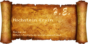 Hochstein Ervin névjegykártya